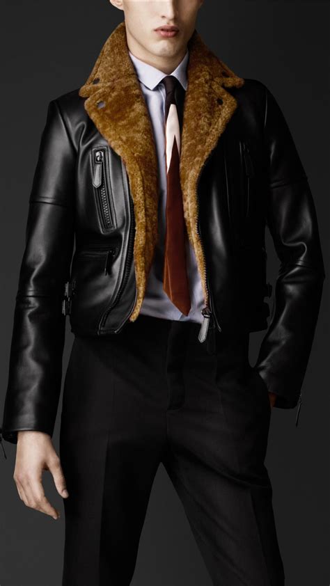 burberry prorsum shearling leather jacket|burberry shearling jacket men's.